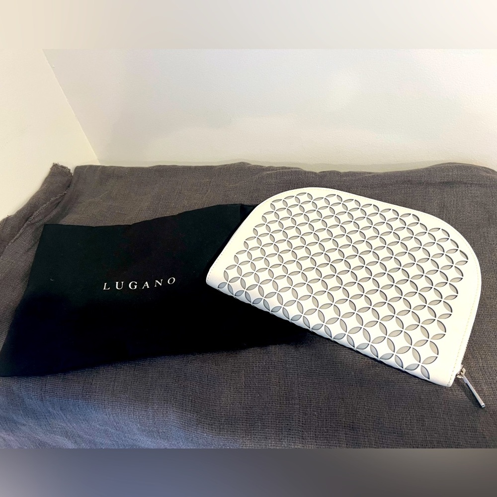 Designer Lugano White Leather Jewelry Travel Storage Case